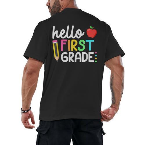 Hello First Grade Team 1st Grade Back To School Teacher Kids Men's Back Print T-Shirt - teacherstshirts.com UK