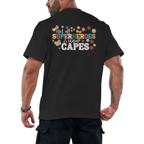 Hot All Superheroes Wear Capes Cute Teacher End Of School Men's Back Print T-Shirt - teacherstshirts.com AU