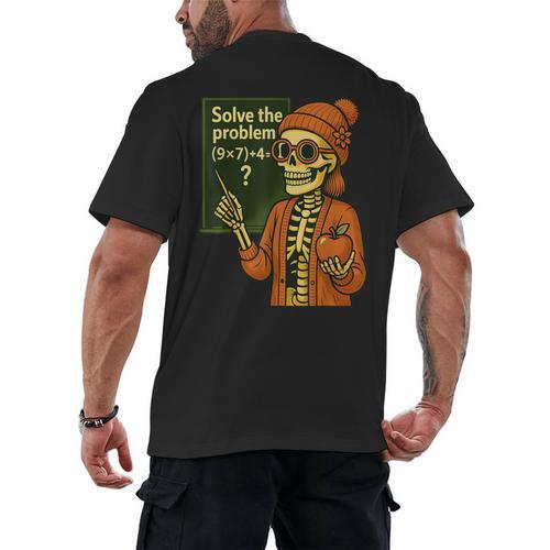 HUGvyn Halloween Skeleton Six Seven 67 Meme PEMDAS Teacher Men's Back Print T-Shirt - teacherstshirts.com