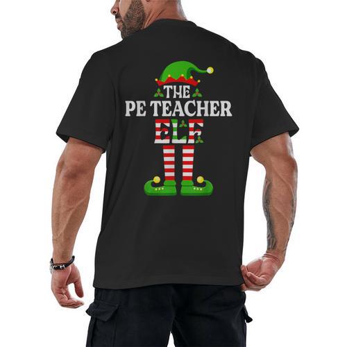 I'm The PE Teacher Elf Christmas Family Matching Men's Back Print T-Shirt - teacherstshirts.com DE
