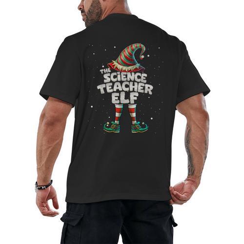 I'm The Science Teacher Elf Family Matching Group Christmas Men's Back Print T-Shirt - teacherstshirts.com DE