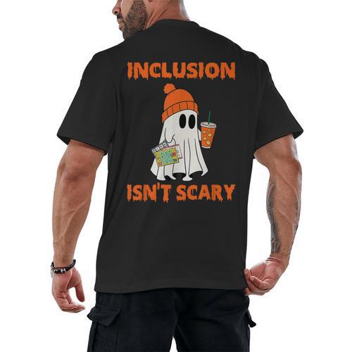 Inclusion Isn't Scary Shirt Halloween SLP Sped Teacher Men's Back Print T-Shirt - teacherstshirts.com AU