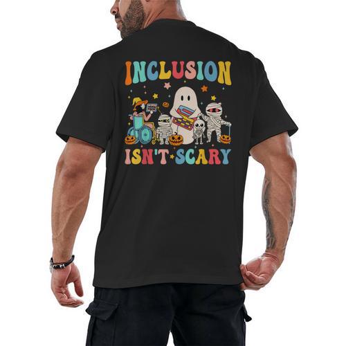 Inclusion Isn't Scary SLP Halloween Sped Teacher Therapy Men's Back Print T-Shirt - teacherstshirts.com AU