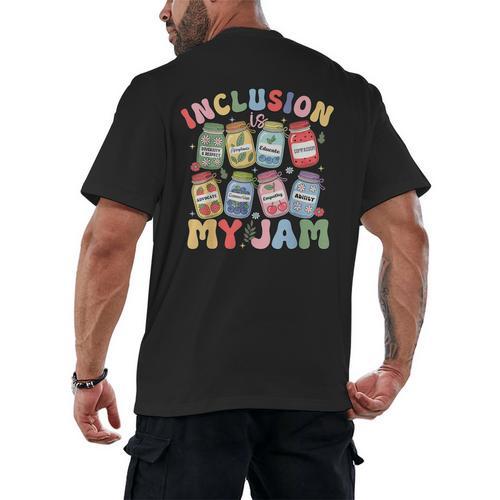 Inclusion Is My Jam SPED Teacher Special Education Life Men's Back Print T-Shirt - teacherstshirts.com