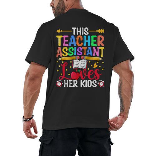 Instructional Assistant Loves Her Kids Teacher Assistant Men's Back Print T-Shirt - teacherstshirts.com AU