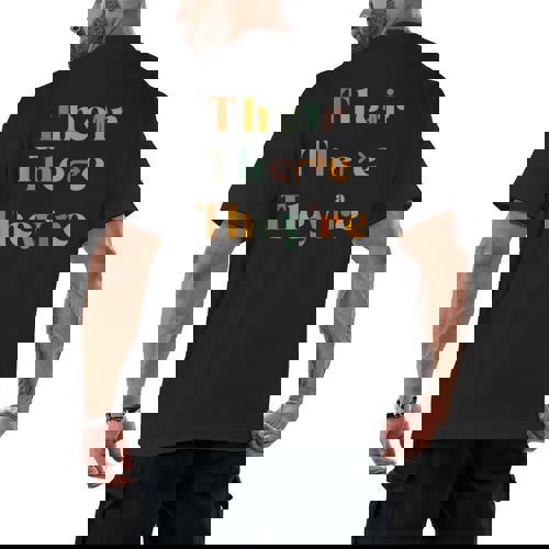 Their There They&#x27;Re English Teacher Gramma Police Joke Men&#x27;s Back Print T-Shirt - teacherstshirts.com