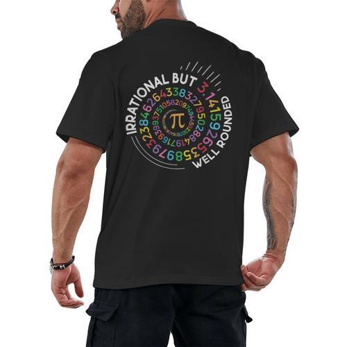 Irrational But Well Rounded Pi Day Math Teacher Student Geek Men's Back Print T-Shirt - teacherstshirts.com