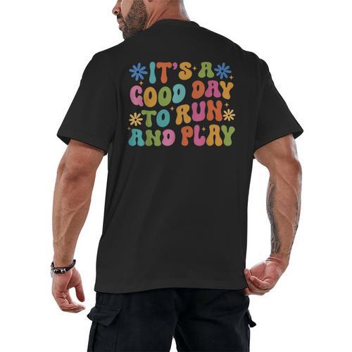 Its A Good Day To Run And Play PE Teacher Physical Education Men's Back Print T-Shirt - teacherstshirts.com AU