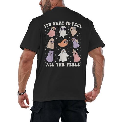 It’s Okay To Feel All The Feels Special Ed Teacher Halloween Men's Back Print T-Shirt - teacherstshirts.com CA