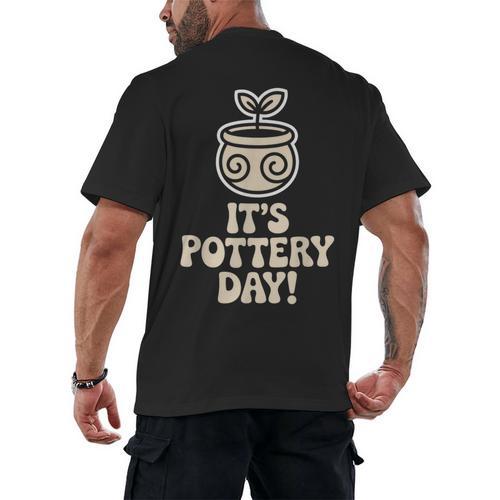 Its Pottery Day Clay Craft Ceramic Hobby Artisan Art Teacher Men's Back Print T-Shirt - teacherstshirts.com AU