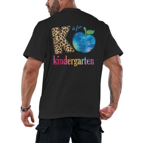 K Is For Kindergarten Teacher Tie Dye Back To School Kinder For Men Women Girls Kids Men's Back Print T-Shirt - teacherstshirts.com