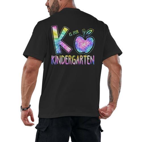 K Is For Kindergarten Teacher Tie Dye Back To School Kinder Men's Back Print T-Shirt - teacherstshirts.com CA