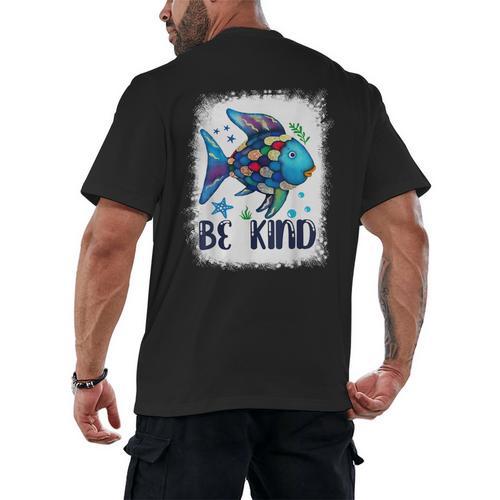 Be Kind Rainbow Fish Teacher Life Back To School Teaching Men Women Men's Back Print T-Shirt - teacherstshirts.com