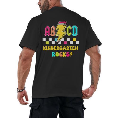 Kindergarten ABCD Rocks Teacher Student Back To School Men's Back Print T-Shirt - teacherstshirts.com