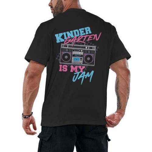 Kindergarten Is My Jam Vintage 80s Boombox Teacher Student Men's Back Print T-Shirt - teacherstshirts.com AU