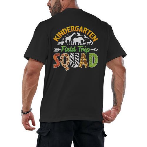 Kindergarten Zoo Field Trip Squad Matching Teacher Students Men's Back Print T-Shirt - teacherstshirts.com AU