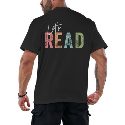 Let's Read Book Nerd Reading Book Lover Librarian Teacher Men's Back Print T-Shirt - teacherstshirts.com