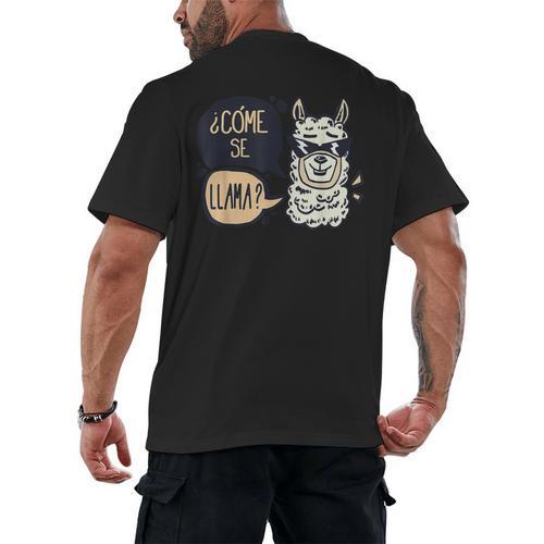 Llama Shirt English Teacher School Student ESL Joke Men's Back Print T-Shirt - teacherstshirts.com CA