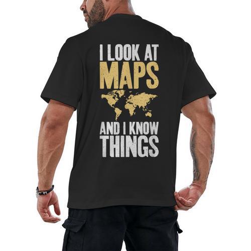 I Look At Maps And i Know Things Teacher Geographer Men's Back Print T-Shirt - teacherstshirts.com