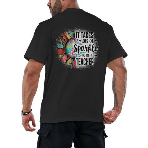 It Take Lots Of Sparkle To Be A Teacher With Sunflower Men's Back Print T-Shirt - teacherstshirts.com