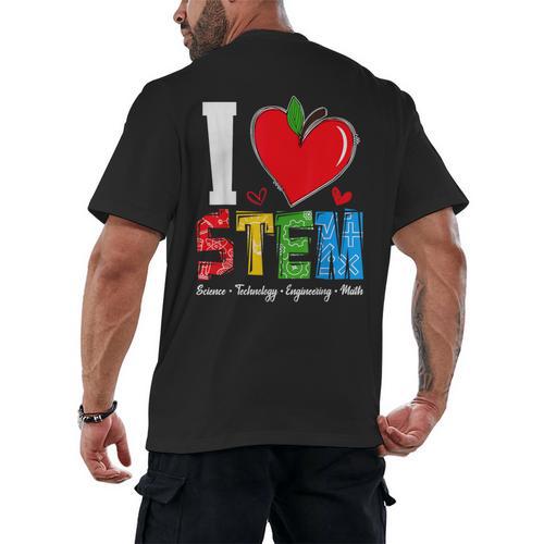 I Love STEM Student Teacher 1st Day Of School Back To School Men's Back Print T-Shirt - teacherstshirts.com AU