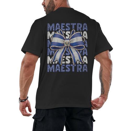 Maestra El Salvador Coquette Bow Hispanic Spanish Teacher Men's Back Print T-Shirt - teacherstshirts.com AU