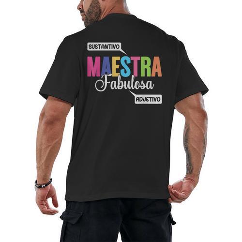 Maestra Fabulosa Bilingual Spanish Espanol Teacher School Men's Back Print T-Shirt - teacherstshirts.com AU