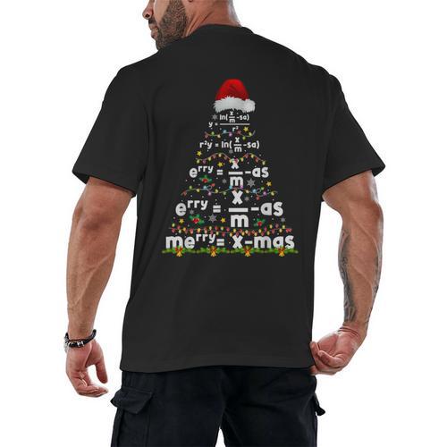 Math Equation Merry Xmas Season Teacher Christmas Tree Men's Back Print T-Shirt - teacherstshirts.com CA