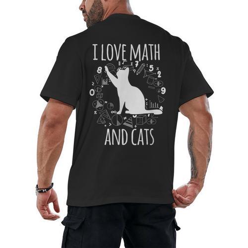 Math Nerd Math Teacher Cat Lover I Love Math And Cats Men's Back Print T-Shirt - teacherstshirts.com