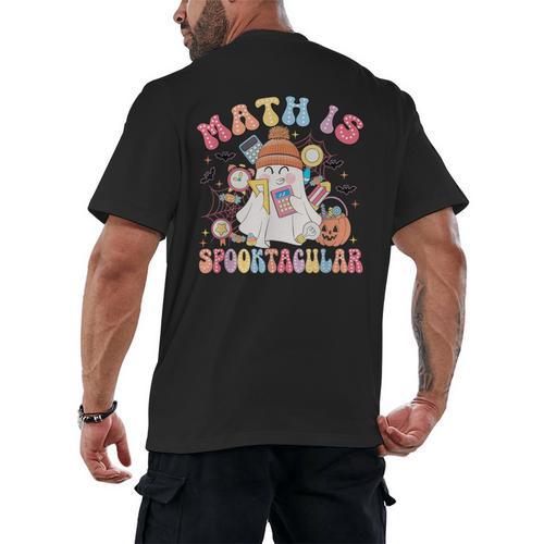 Math Is Spooktacular Math Teacher Spooky Halloween Men's Back Print T-Shirt - teacherstshirts.com