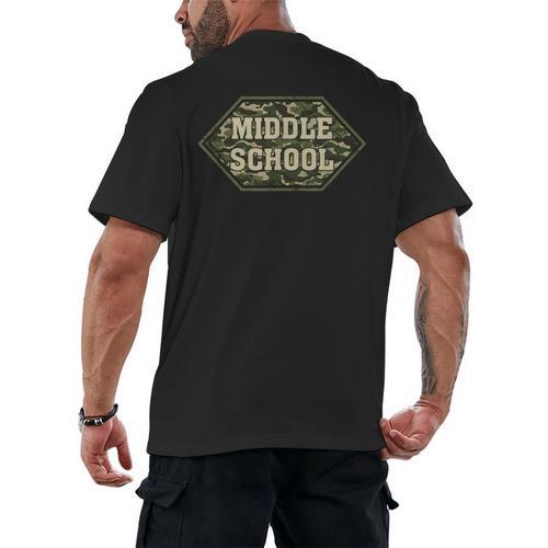 Middle School Camo Retro Back To School Teachers Men's Back Print T-Shirt - teacherstshirts.com AU
