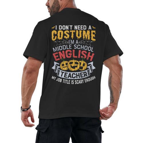 Middle School English Teacher Halloween Costume For Men Women Men's Back Print T-Shirt - teacherstshirts.com CA