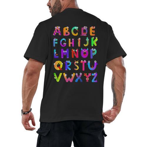 Monster ABC Cute Alphabet Halloween Teacher Costume Kids Men's Back Print T-Shirt - teacherstshirts.com UK