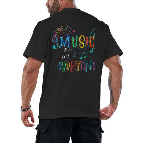 Music Is For Everyone Love For Music Teachers Men's Back Print T-Shirt - teacherstshirts.com AU