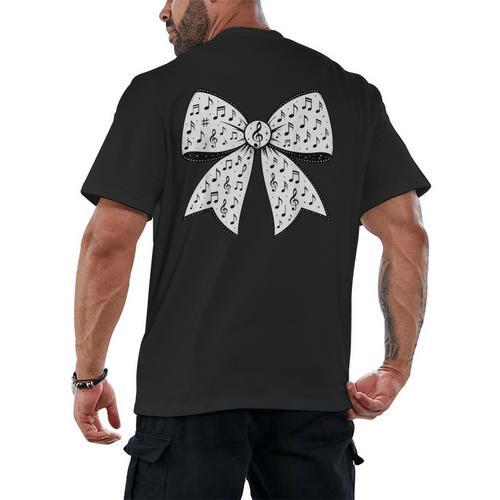 Music Notes Coquette Bow Music Teacher School Musician Band Men's Back Print T-Shirt - teacherstshirts.com