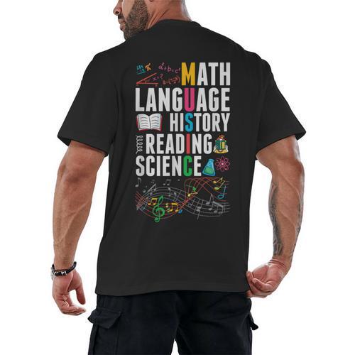Music Teacher Music Math Language History Reading Science Men's Back Print T-Shirt - teacherstshirts.com AU