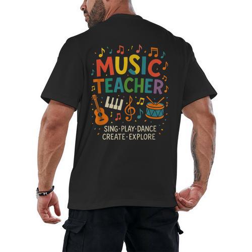 Music Teacher Music Sing Play Dance Choir Piano Men's Back Print T-Shirt - teacherstshirts.com CA