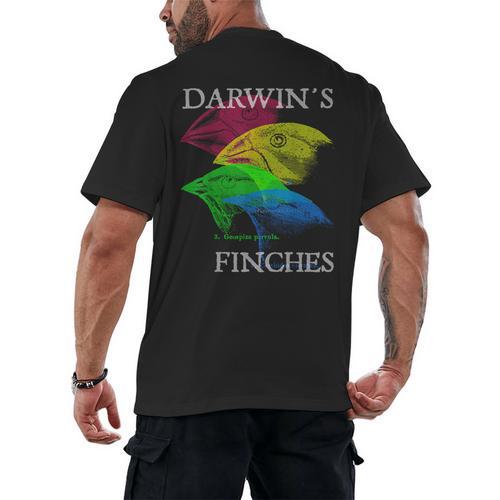 Nerdy Darwin's Finches Evolution Science Biology Teacher Men's Back Print T-Shirt - teacherstshirts.com AU