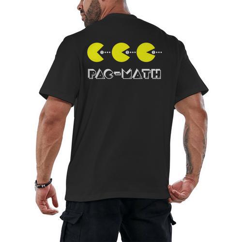 Nerdy Pac-Math Nom Retro Game Precalculus Math Teacher Men's Back Print T-Shirt - teacherstshirts.com