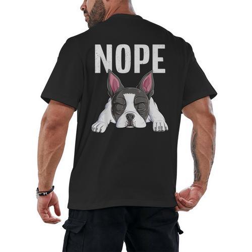 Nope Boston Terrier Puppy Dog Bostie Lover Men Women Girls Kids Men's Back Print T-Shirt - Bostonterriersmerch.com