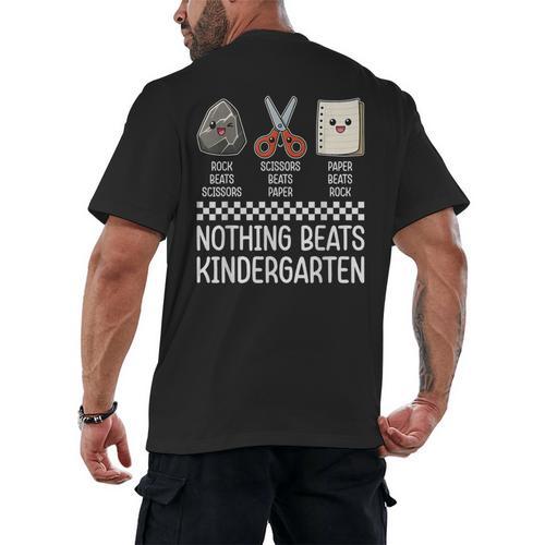 Nothing Beats Kindergarten Back To School Kids Teacher Men's Back Print T-Shirt - teacherstshirts.com