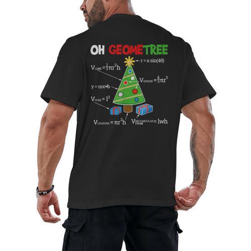Oh Geometree Christmas Tree Geometry Math Teacher Men's Back Print T-Shirt - teacherstshirts.com UK