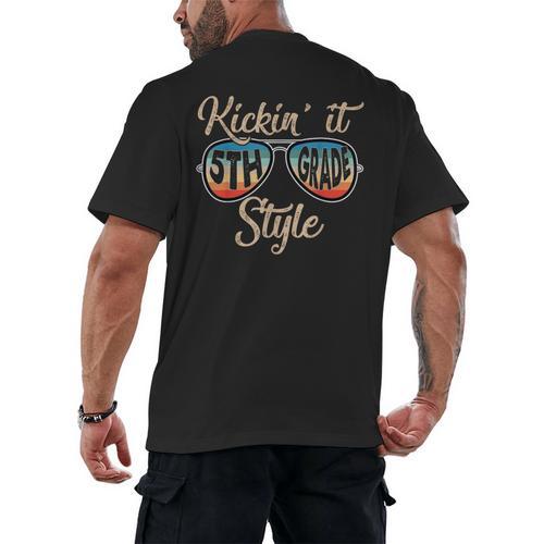 P41l Retro Kickin It 5th Grade Style Teacher Back To School For Men Women Girls Kids Men's Back Print T-Shirt - teacherstshirts.com DE