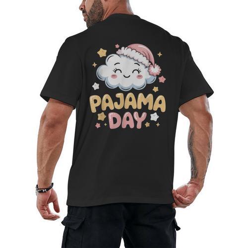 Pajama Day School Spirit Week Fun Cloud Teacher Men's Back Print T-Shirt - teacherstshirts.com DE