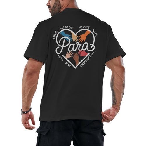 Para Heart Paraprofessional Teacher Paraeducator Men's Back Print T-Shirt - teacherstshirts.com CA
