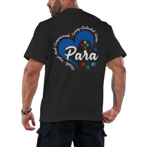 Para Heart Teacher Paraprofessional School Appreciation Men's Back Print T-Shirt - teacherstshirts.com DE