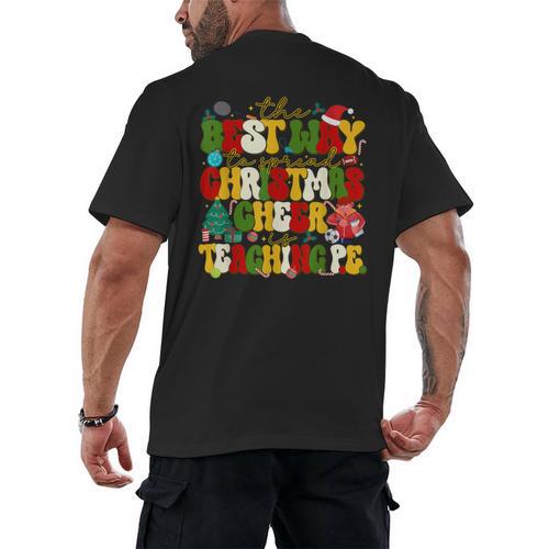 PE Teacher Christmas Holiday Men's Back Print T-Shirt - teacherstshirts.com