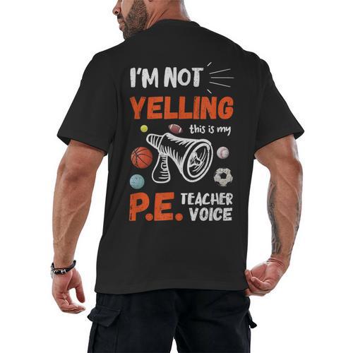 PE Teacher Voice PE Teacher School Fitness Class Men's Back Print T-Shirt - teacherstshirts.com CA