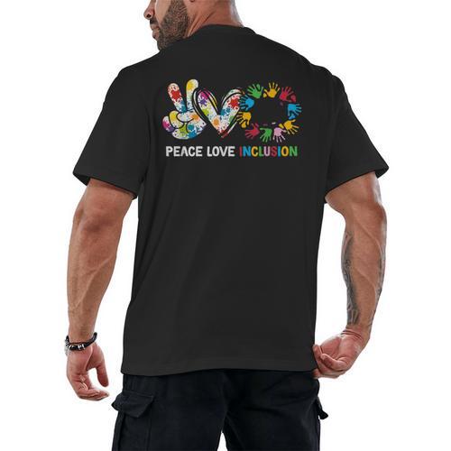 Peace Love Inclusion Sped Squad Special-Ed Teacher Daycare Men's Back Print T-Shirt - teacherstshirts.com