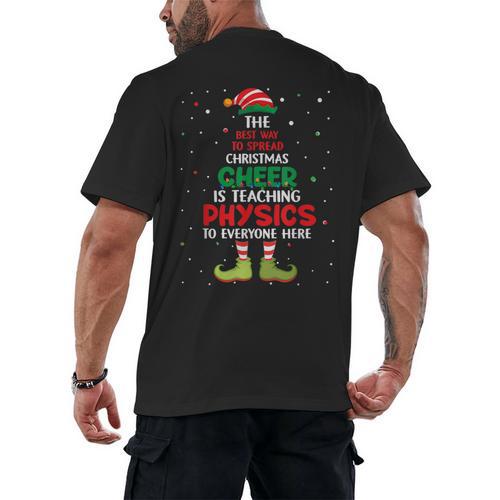 Physics Teacher Christmas Elf Christmas Cheer Men's Back Print T-Shirt - teacherstshirts.com